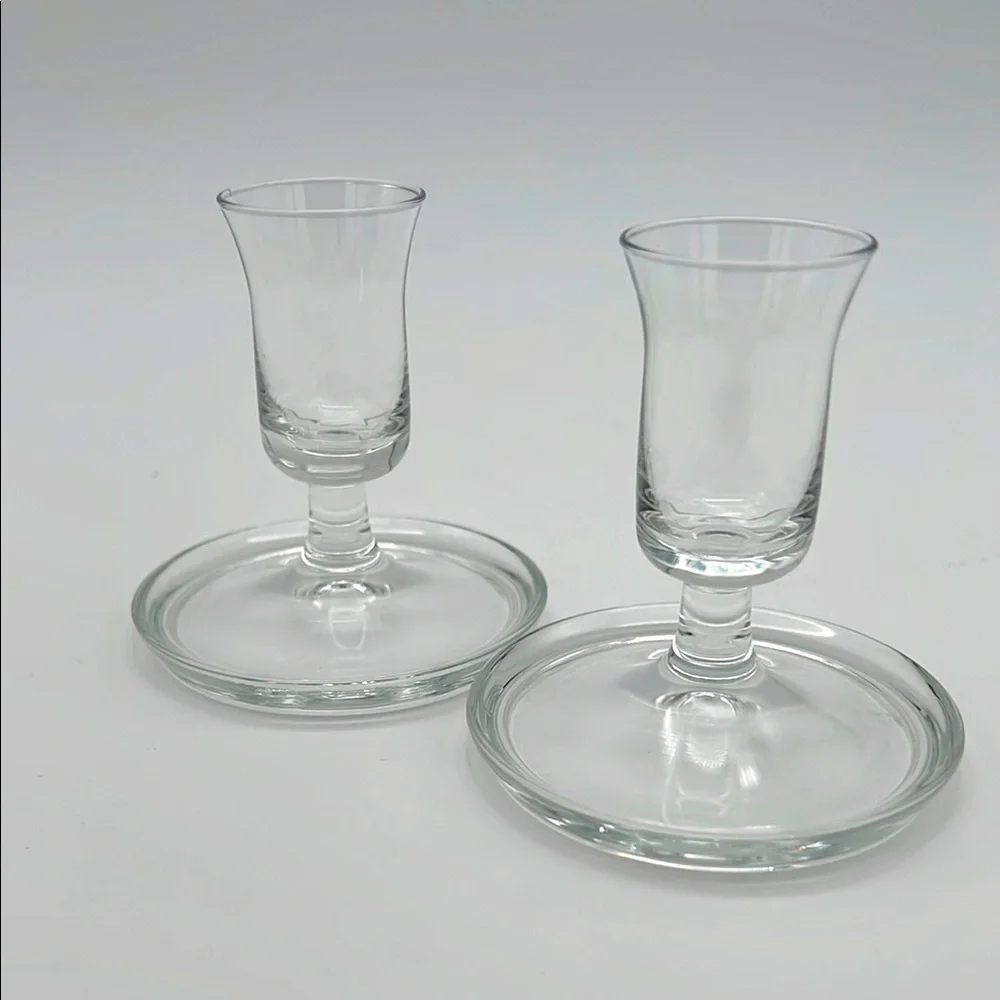 Royal Leerdam Holland Dainty Clear Glass Candleholders (Set of 2)